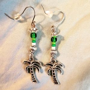Silver palm tree earrings
